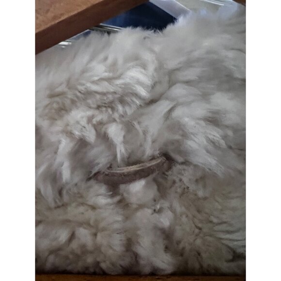 Wilsons Womens Vintage Beige Leather Suede Faux Fur Maxima Button Up Coat Jacket - Picture 8 of 11